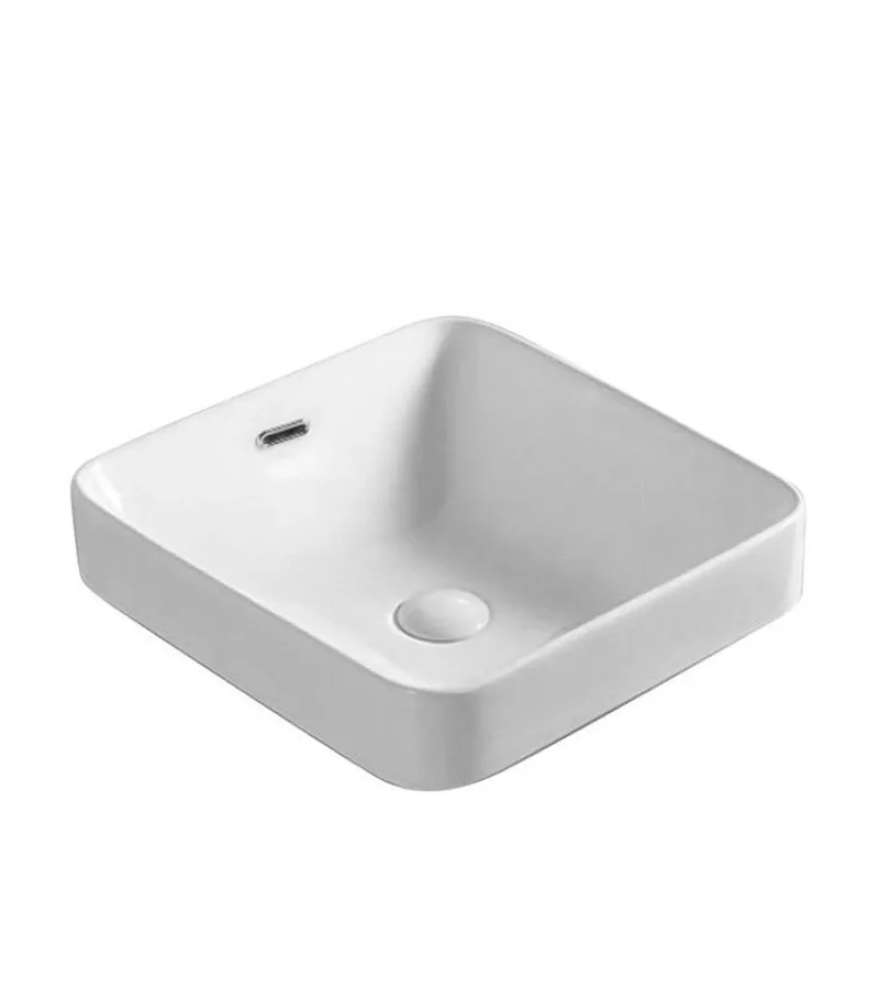 420 x 420 x 155mm Gloss White Square Insert-In Ceramic Basin