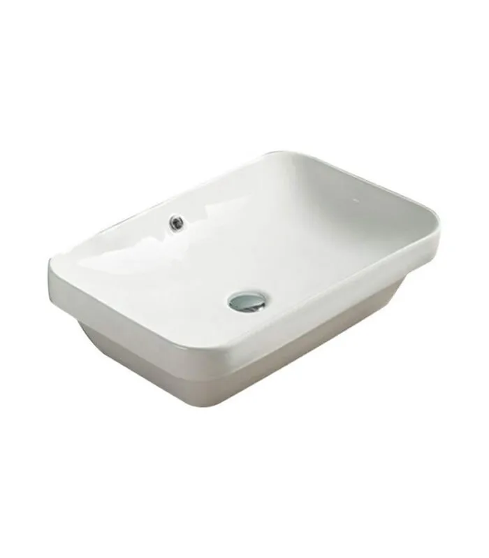 605 x 405 x 155mm Gloss White Rectangle Insert-In Ceramic Basin