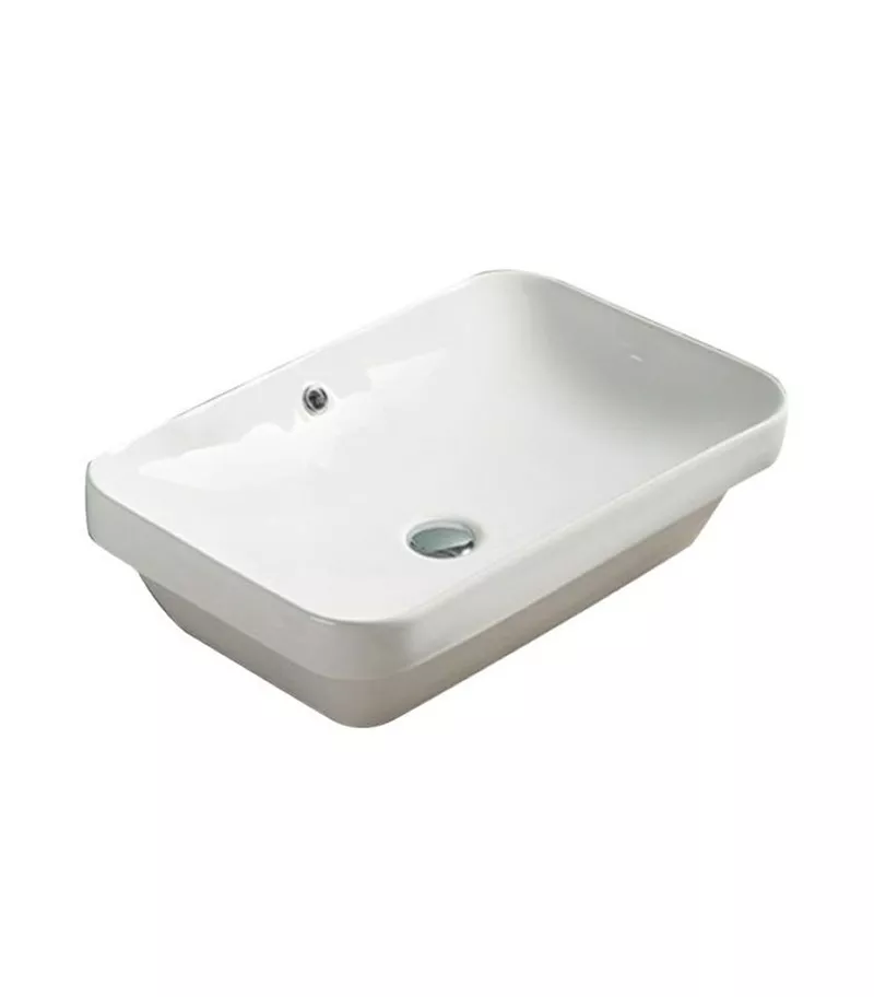 605 x 405 x 155mm Gloss White Rectangle Insert-In Ceramic Basin