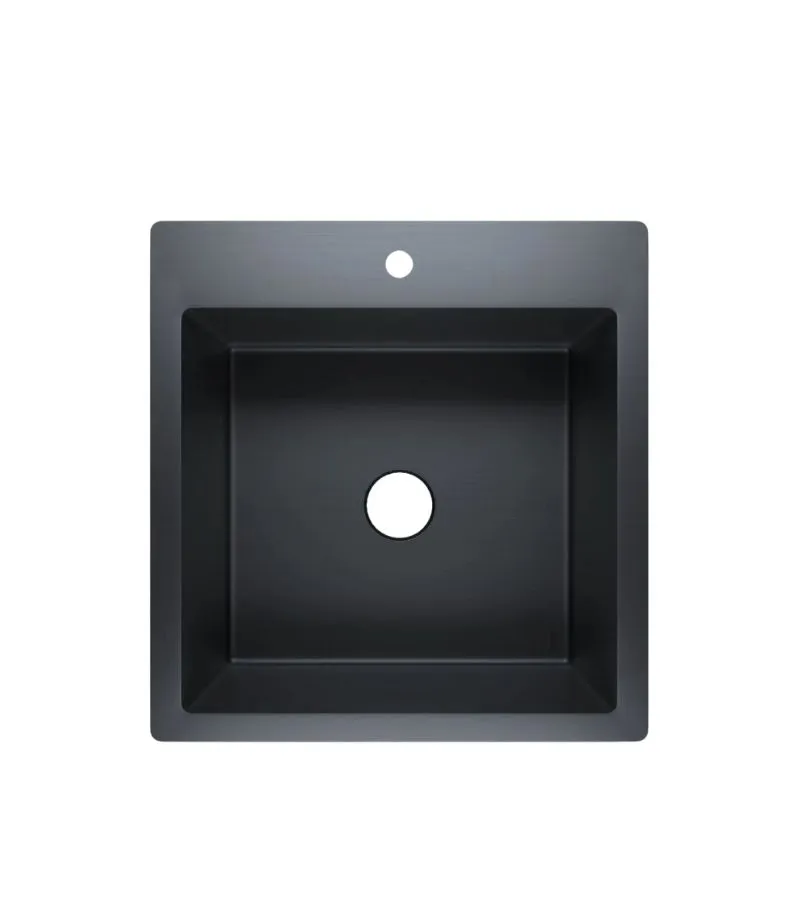 Cora 480x500x230mm Stainless Steel Single Bowl Laundry Sink - Matte Black