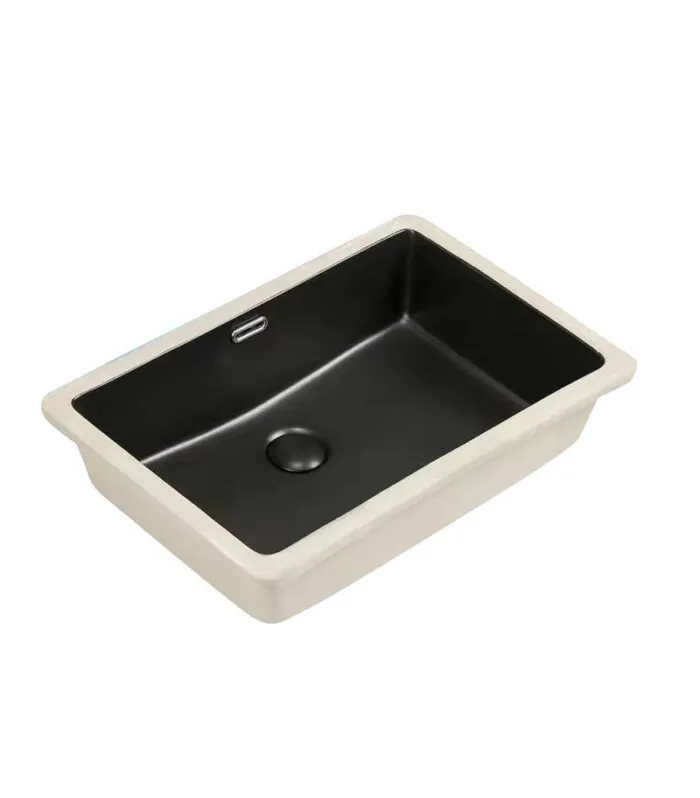 560 x 380x 185mm Rectangle Undermount Ceramic Basin - Matte Black