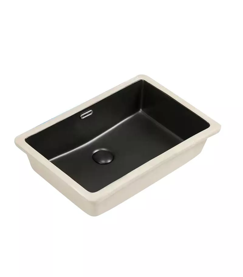 560 x 380x 185mm Rectangle Undermount Ceramic Basin - Matte Black