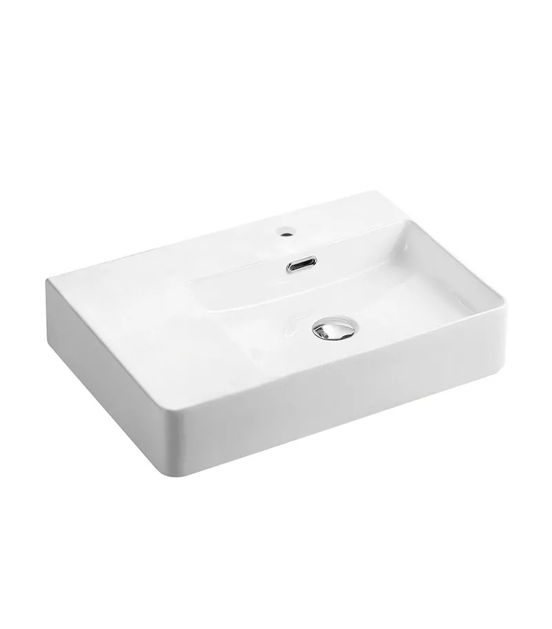 600 x 420 x 120mm Gloss White Ceramic Rectangle Wall Hung Basin Right Hand Bowl