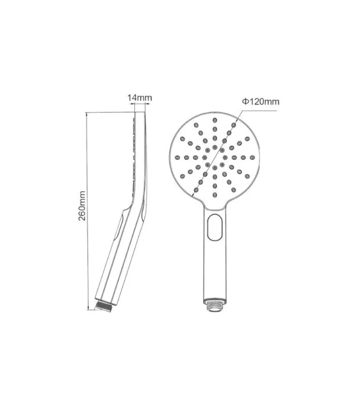 Lucid 3-Function Handheld Shower Head - Specification