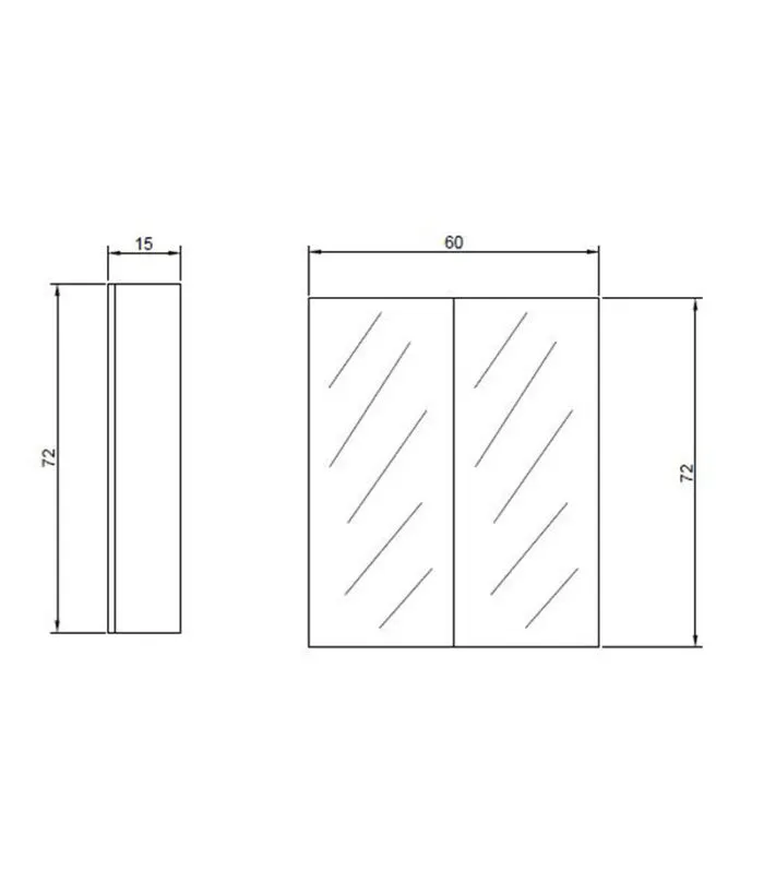 Pencil Edge MDF Gloss White 600mm X 720mm Shaving Cabinet