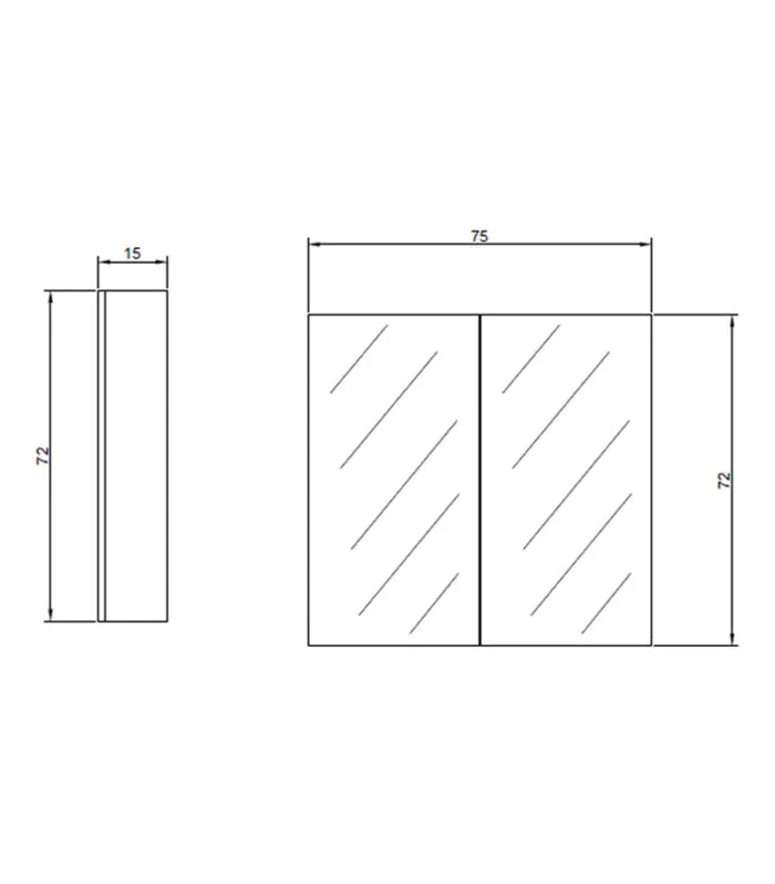 Pencil Edge MDF Gloss White 750mm X 720mm Shaving Cabinet