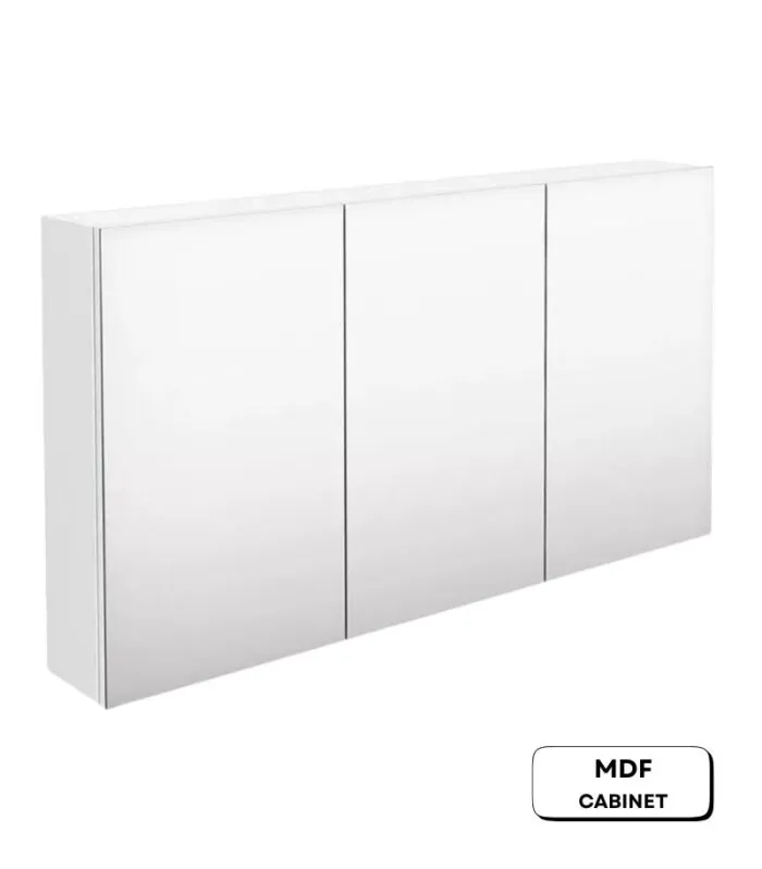 Reno 1200mm Pencil Edge Gloss White MDF Shaving Cabinet