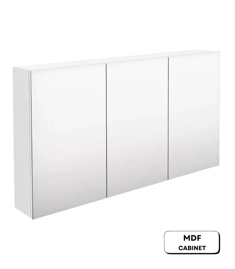 Reno 1200mm Pencil Edge Gloss White MDF Shaving Cabinet