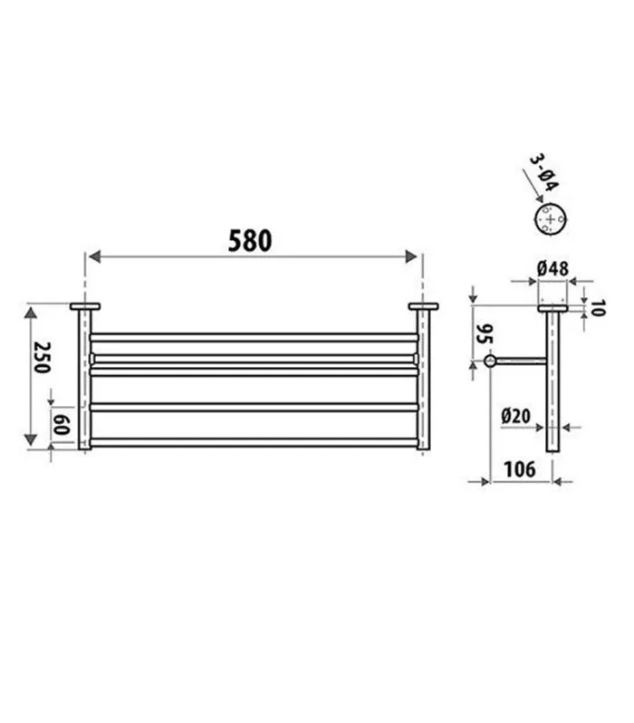 Elle Stainless Steel Towel Rack 580mm