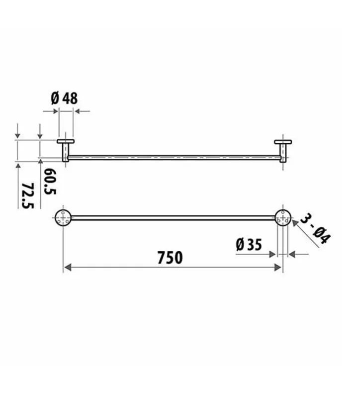 Elle Stainless Steel Single Towel Rail 750mm