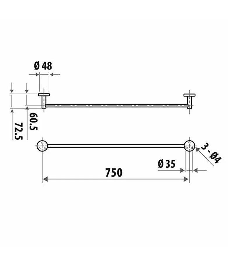 Elle Stainless Steel Single Towel Rail 750mm