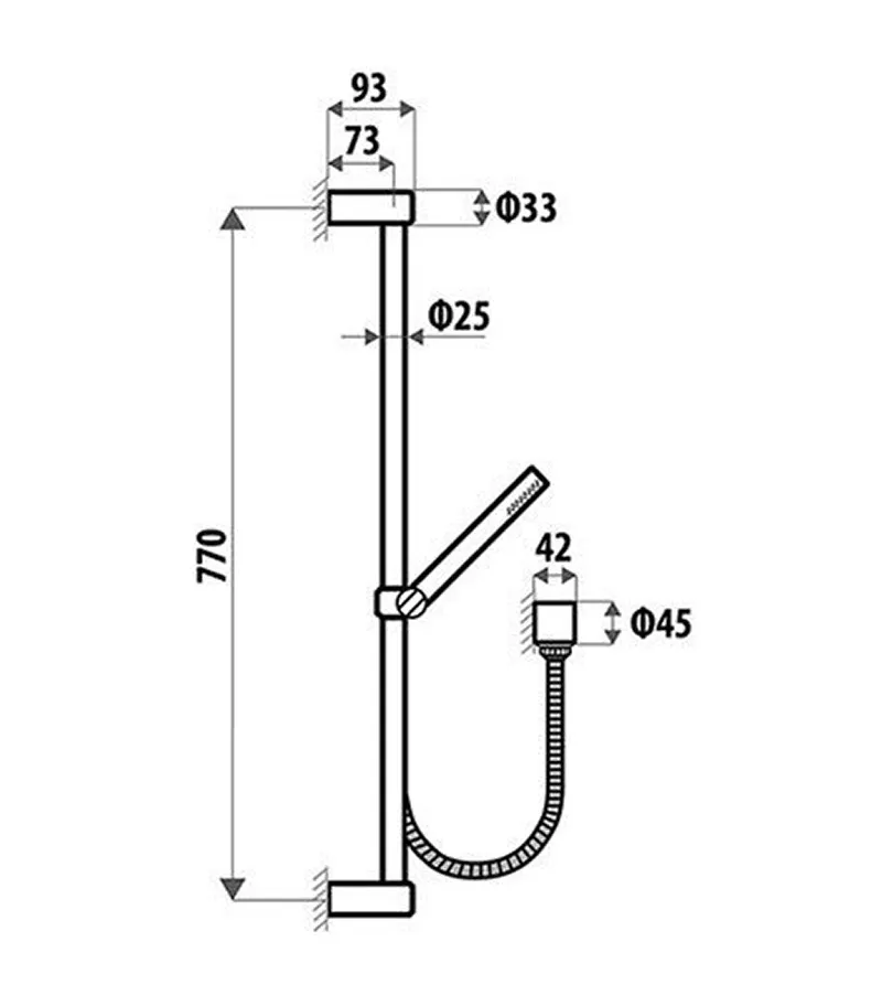 Elle Stainless Steel Shower Rail