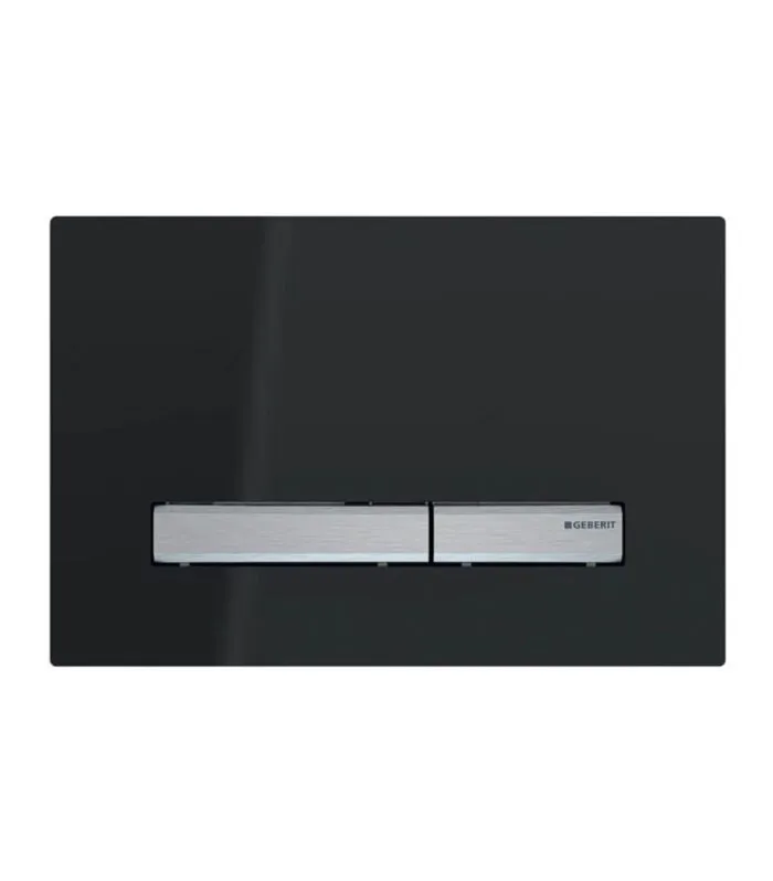 Geberit Sigma Dual Flush Push Plate – Sigma50DW | Black Glass & Brushed Metal