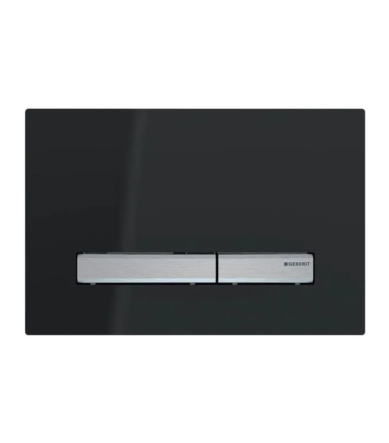 Geberit Sigma Dual Flush Push Plate – Sigma50DW | Black Glass & Brushed Metal