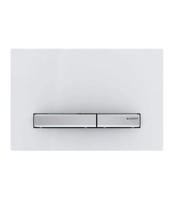 Geberit Sigma Dual Flush Push Plate – Sigma50KJ | White Glass & Brushed Metal