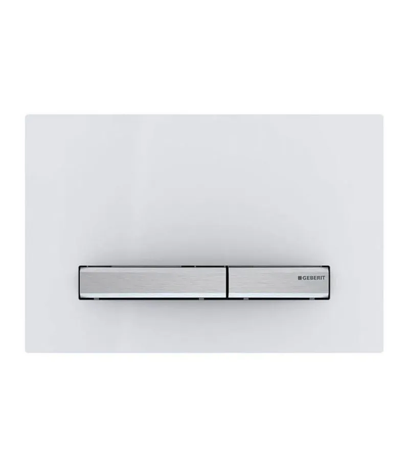 Geberit Sigma Dual Flush Push Plate – Sigma50KJ | White Glass & Brushed Metal