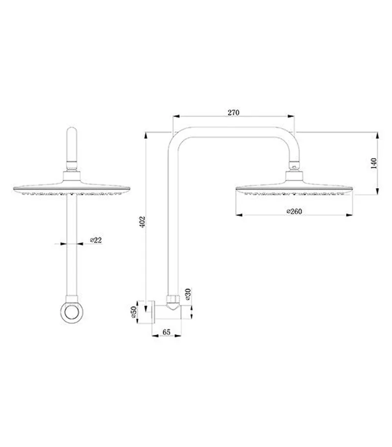 Specification For Loui Shower Head With Arm
