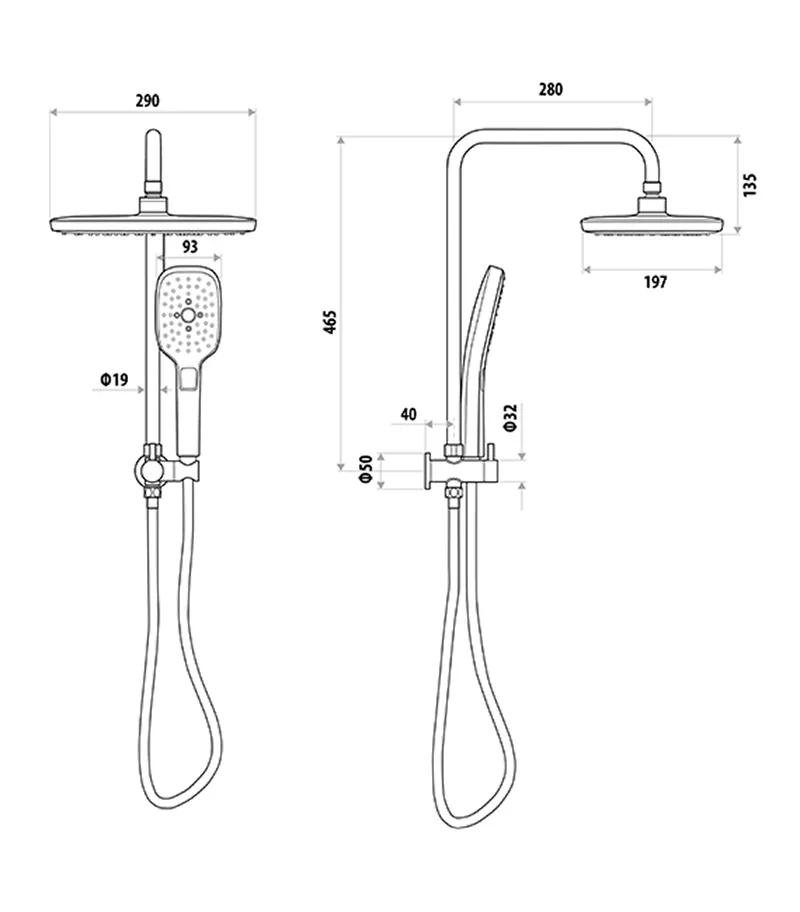 Specification For Huntingwood Self Cleaning Twin Shower No Rail
