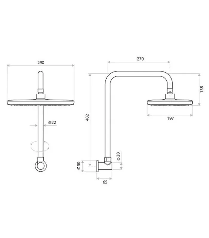 Specification For Huntingwood Self Cleaning Shower Head With Arm