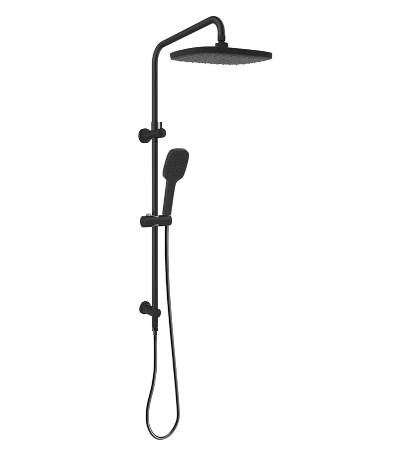 Huntingwood Self Cleaning Matt Black Twin Shower On Rail