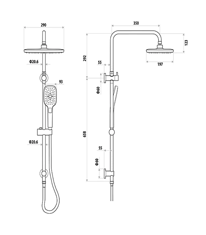 Specification For Huntingwood Self Cleaning Twin Shower On Rail