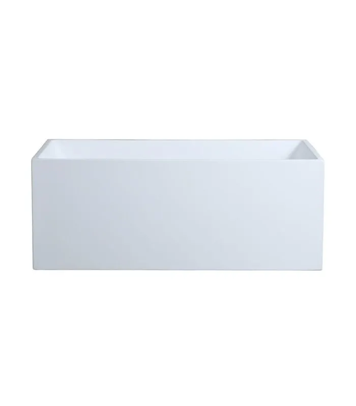 Theo Back To Wall Freestanding Bath - Matt White
