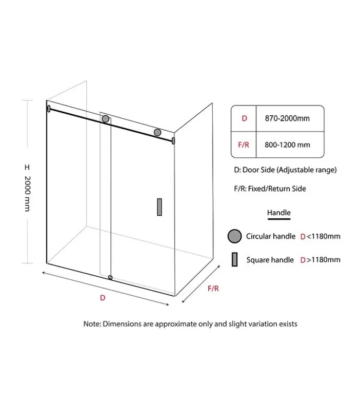 Square & L-Shape Frameless Sliding Door Shower Screen Specification
