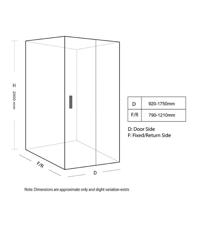 Square & L-Shape Semi-Frameless Sliding Door Shower Screen with Square Handle Specification - Ch+BL