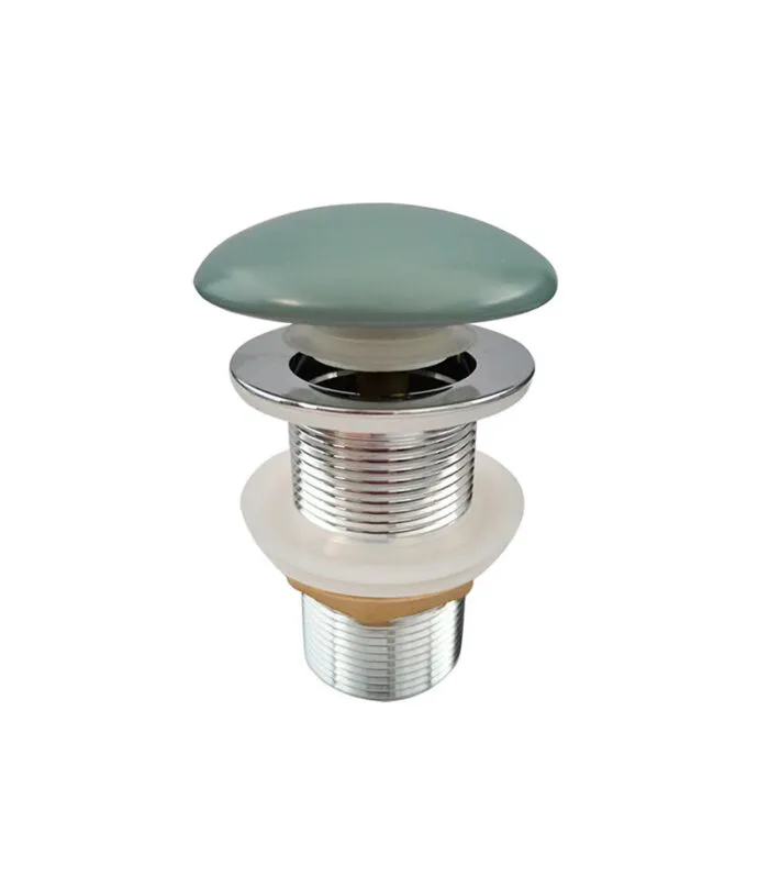 32mm Ceramic Top Pop Up Waste Non Overflow - Matt Green