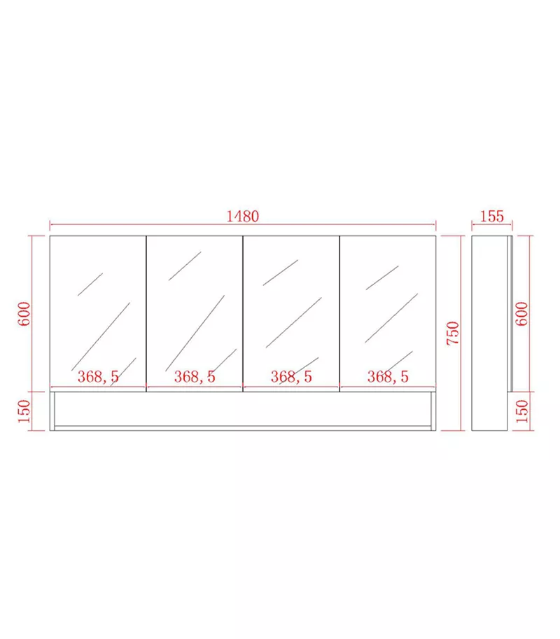 Citi PVC 1500mm x 750mm Shaving Cabinet SV1500 Specification