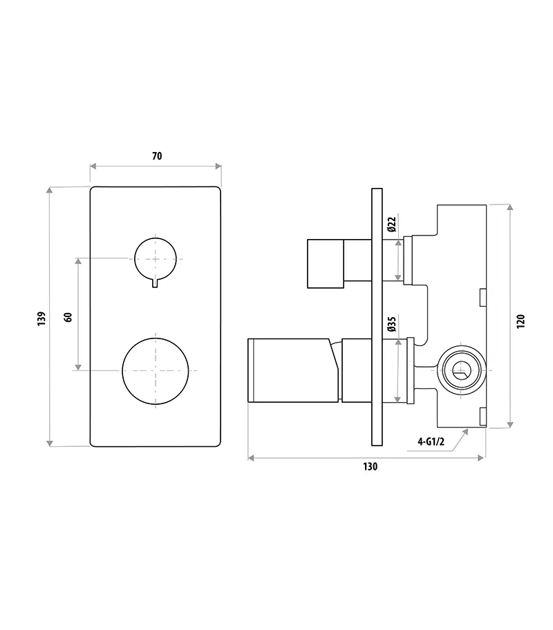Gabe Wall Diverter Mixer Specification