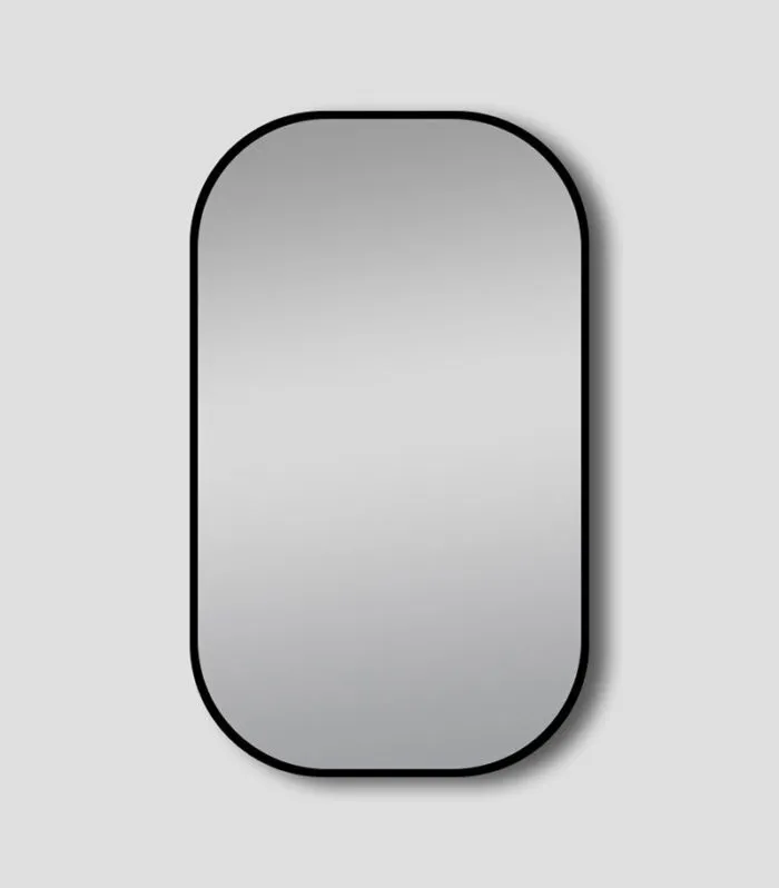 Aqua Aluminum Frame Rectangle Hanging Mirror - Matte Black | Without Background
