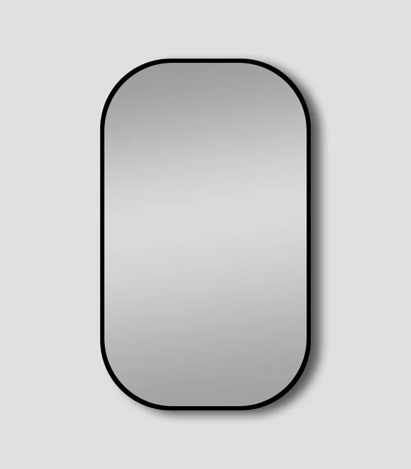 Aqua Aluminum Frame Rectangle Hanging Mirror - Matte Black | Without Background