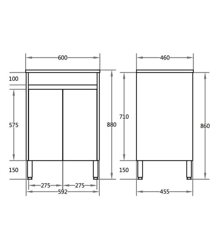 Oxley Gloss White 600mm PVC Freestanding Vanity