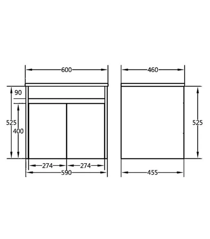 Bexley Gloss White 600mm PVC Wall Hung Vanity