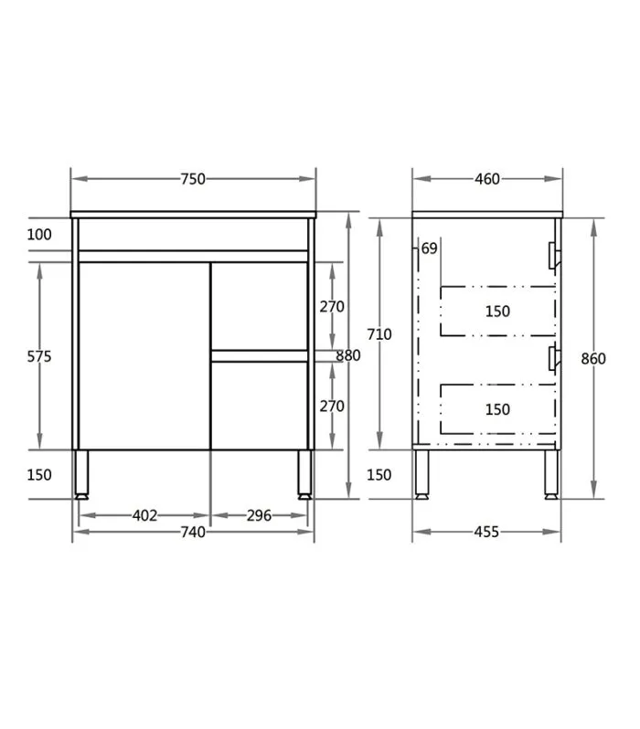 Oxley Gloss White 750mm PVC Freestanding Vanity