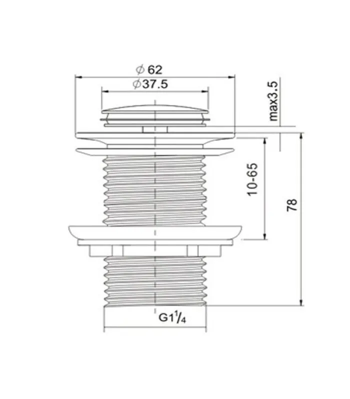 Specification For 32mm Pop Up Waste Non Overflow