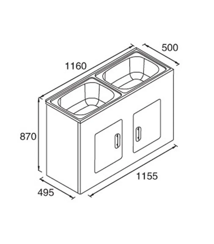 RM Double Bowl Laundry Tub 1160mm