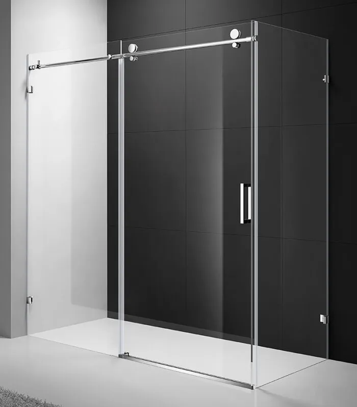 Milano Chrome Fittings L Shape Frameless Shower Screen Top Round Rod SL1+2-CR-SL3-CR