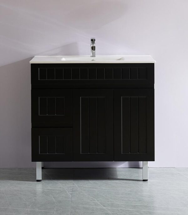 Acacia Shaker Matt Black 900mm PVC Freestanding Vanity