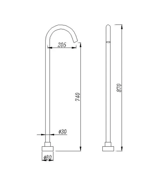 Specification For Pentro Round Freestanding Bath Spout