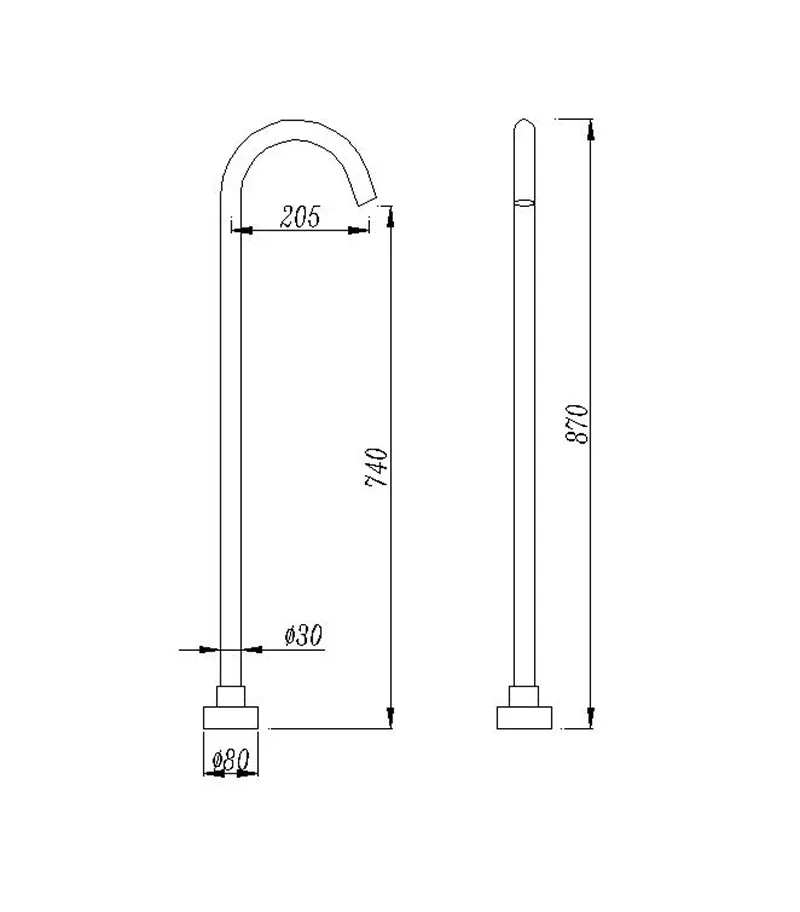 Specification For Pentro Round Freestanding Bath Spout