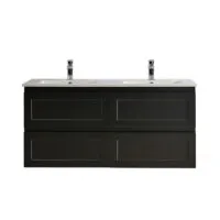 Fremantle Matt Black 1200mm Double Bowls PVC Wall Hung Vanity FMB1221WH DBCT