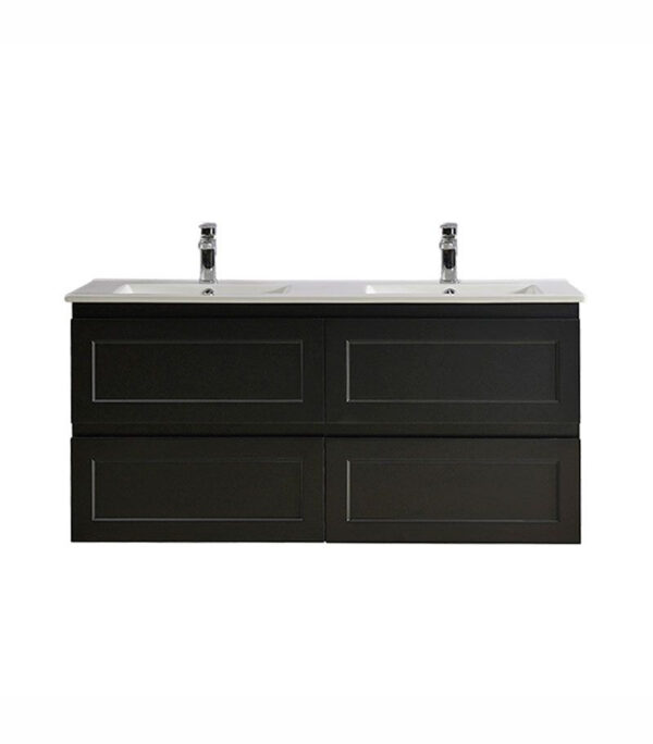 Fremantle Matt Black 1200mm Double Bowls PVC Wall Hung Vanity FMB1221WH DBCT