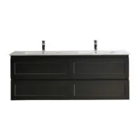 Fremantle Matt Black 1500mm Double Bowls PVC Wall Hung Vanity Fremantle Matt Black 1500mm Double Bowls PVC Wall Hung Vanity