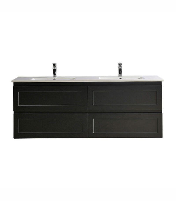 Fremantle Matt Black 1500mm Double Bowls PVC Wall Hung Vanity