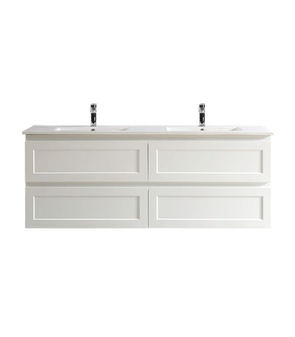 Fremantle Matt White 1500mm Double Bowls PVC Wall Hung Vanity