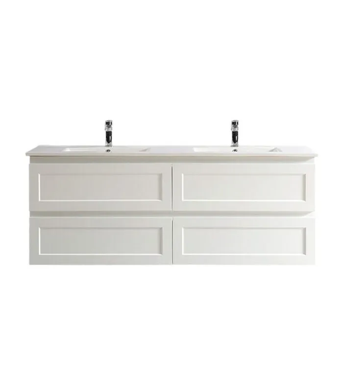 Fremantle Matt White 1500mm Double Bowls PVC Wall Hung Vanity