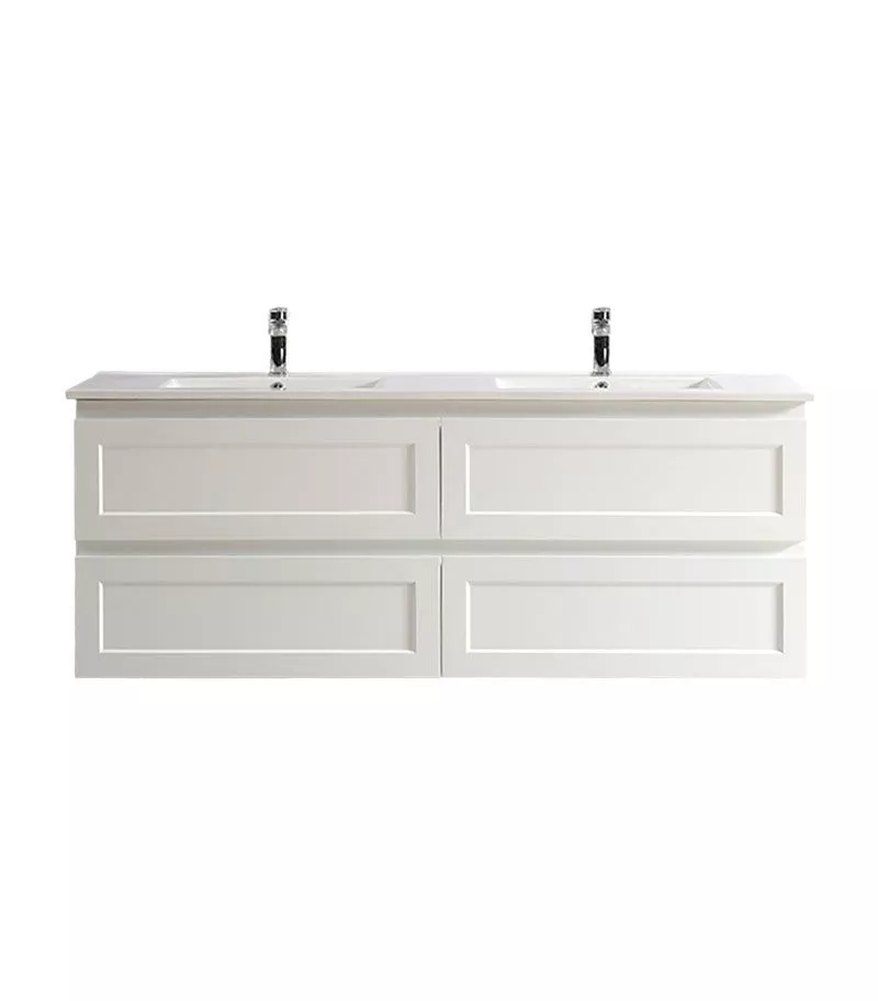 Fremantle Matt White 1500mm Double Bowls PVC Wall Hung Vanity