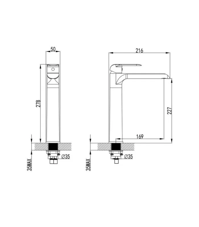 Kara Tall Basin Mixer - Specification